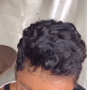 Natural Black Short Wavy Curly Pixed Cut Wig