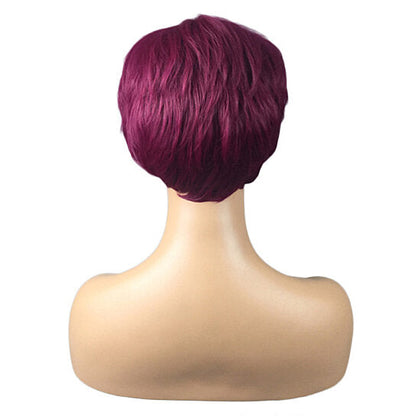 Wine Red Short Wig Pixie Straight Hair