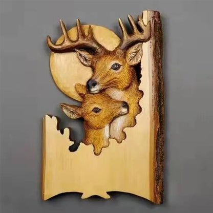 Animal Carving Handcraft Wall Hanging Sculpture Wood