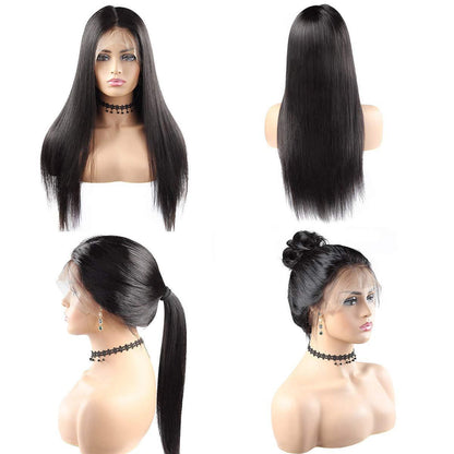 Black Long Hair Natural Hairline Straight Wig with Baby Hair Wig