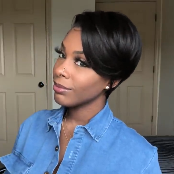 New Best Design Natural Color Short Pixed Cut Straight Wig