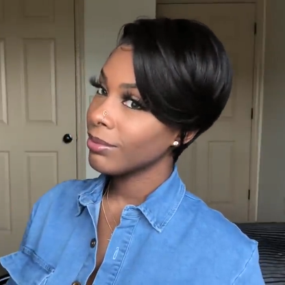 New Best Design Natural Color Short Pixed Cut Straight Wig