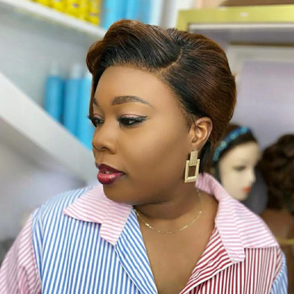 Black Gold Short Glueless Wig Curly Hair
