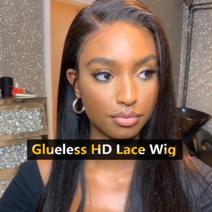 Charming and Elegant Mid-Part No Glue Long Straight Black Wig