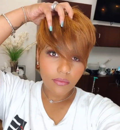 Light Brown Short Pixie Wig Bob Straight Hair