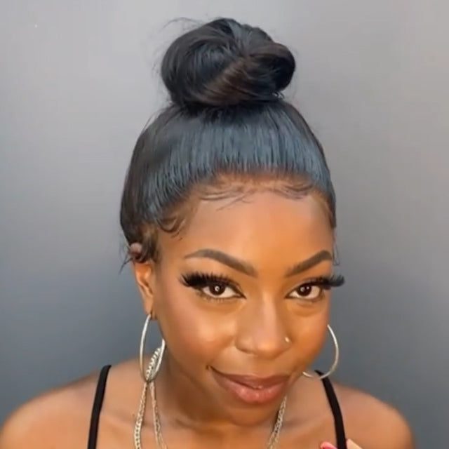 Black Long Hair Natural Hairline Straight Wig with Baby Hair Wig