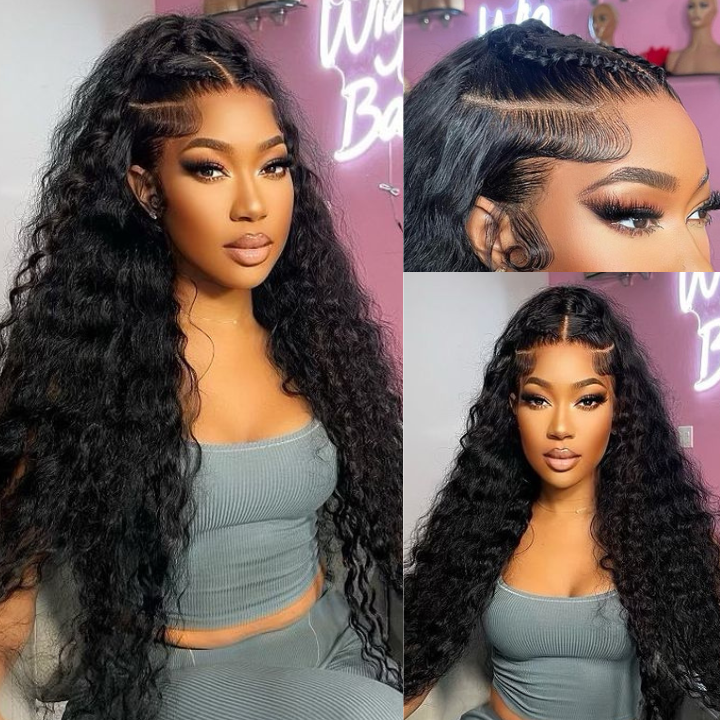 Black Curly Hair 13x4 HD Lace Front Wig Pre Plucked Hairline