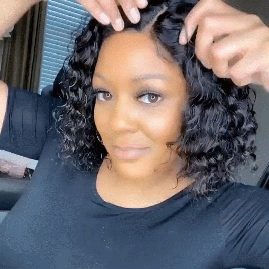 Brazilian Short Hair Bob Wigs Curly Full Lace Wig