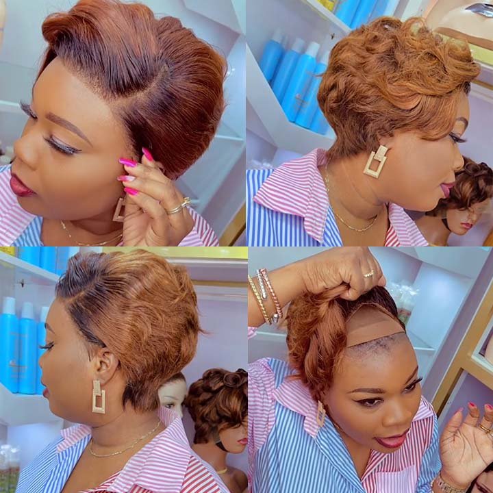 Black Gold Short Glueless Wig Curly Hair