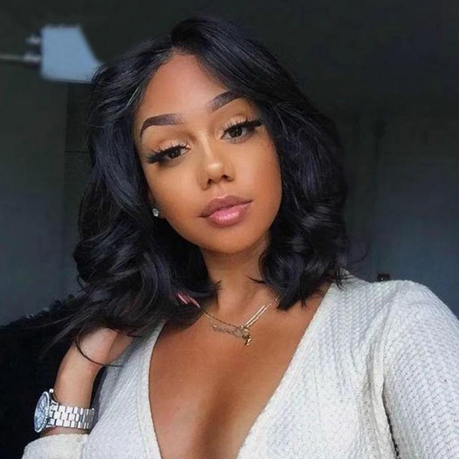 Black Wave Wig Medium Hiar Centre Parting Wig For Women
