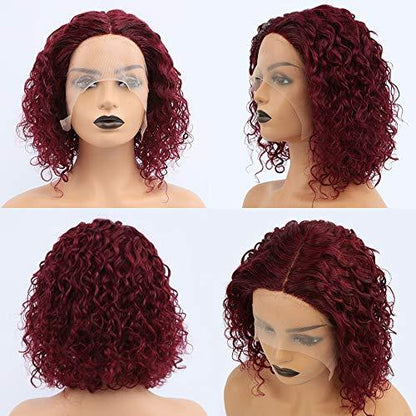 Wine Red Short Bob Hair Curly Wig