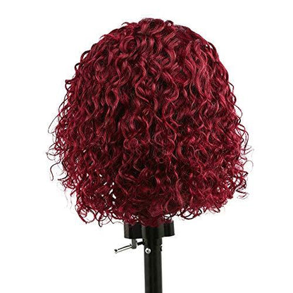Wine Red Short Bob Hair Curly Wig