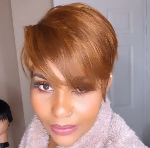 Light Brown Short Pixie Wig Bob Straight Hair