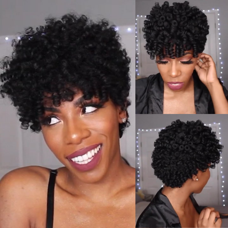 Short Afro Kinky Curly Wigs for Black Women