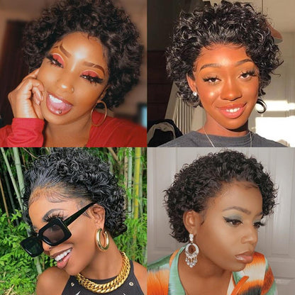 Black Short Hair Super Curly Bob Wig