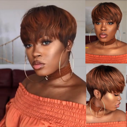 Short Wig Brown Pixie Cut Short Straight Wig
