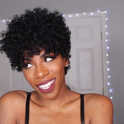 Short Afro Kinky Curly Wigs for Black Women