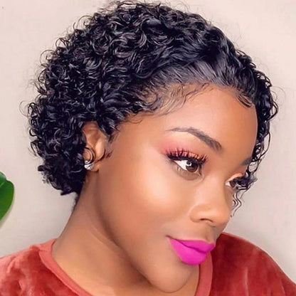 Short Black Hair Crurly Wig