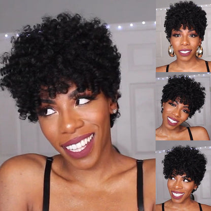 Short Afro Kinky Curly Wigs for Black Women