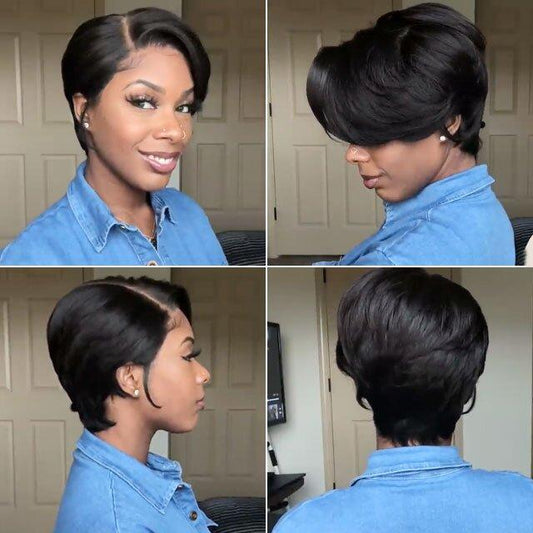 New Best Design Natural Color Short Pixed Cut Straight Wig