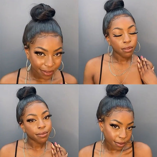 Black Long Hair Natural Hairline Straight Wig with Baby Hair Wig