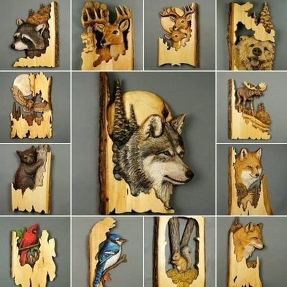 Animal Carving Handcraft Wall Hanging Sculpture Wood