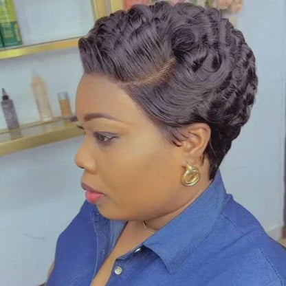 Hot Sale Short Glueless Ladies Wig Curly Hair