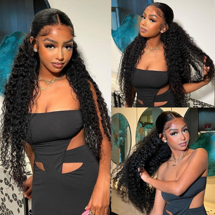 Black Curly Hair 13x4 HD Lace Front Wig Pre Plucked Hairline
