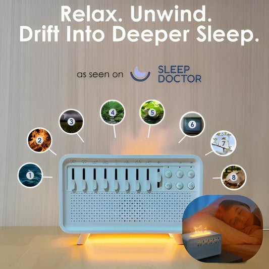 Pyronix Multifunctional Wireless Speaker with 8 Natural Noise Sounds, Essential Oil Diffuser, Night Light All-in-one, Sleep Aid Humidifier, Audio Speaker