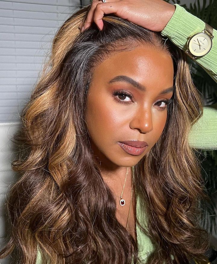 Brown Mixed Gold Long Wave Wig