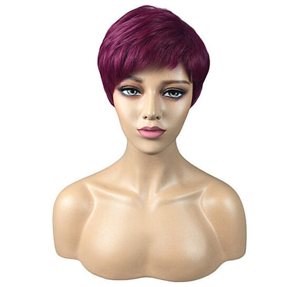 Wine Red Short Wig Pixie Straight Hair
