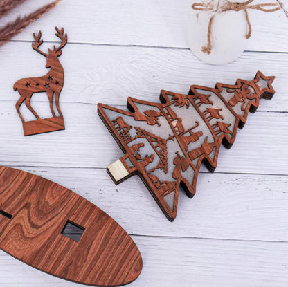 3D Wooden Nativity Scene Book Display With Light